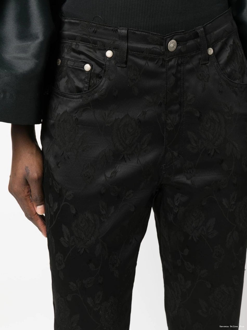 Cheap 2000s Versace cropped trousers Women floral-jacquard 0712